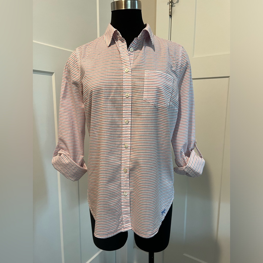 Talbots Linen Button Down Fits Size Medium White … - image 2